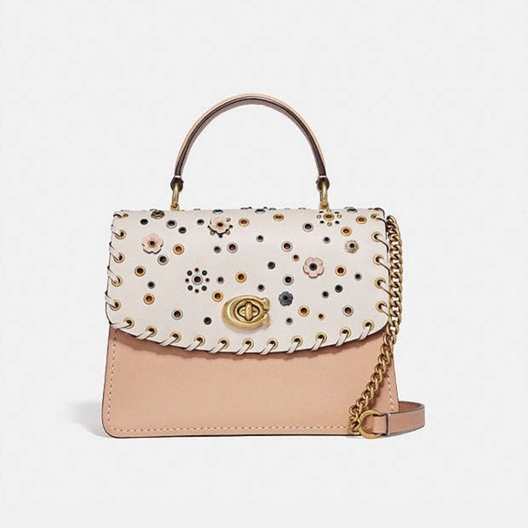 Coach Handbags - Coach Parker Top Handle With Scattered Rivets 69444 Tea Rose Applique